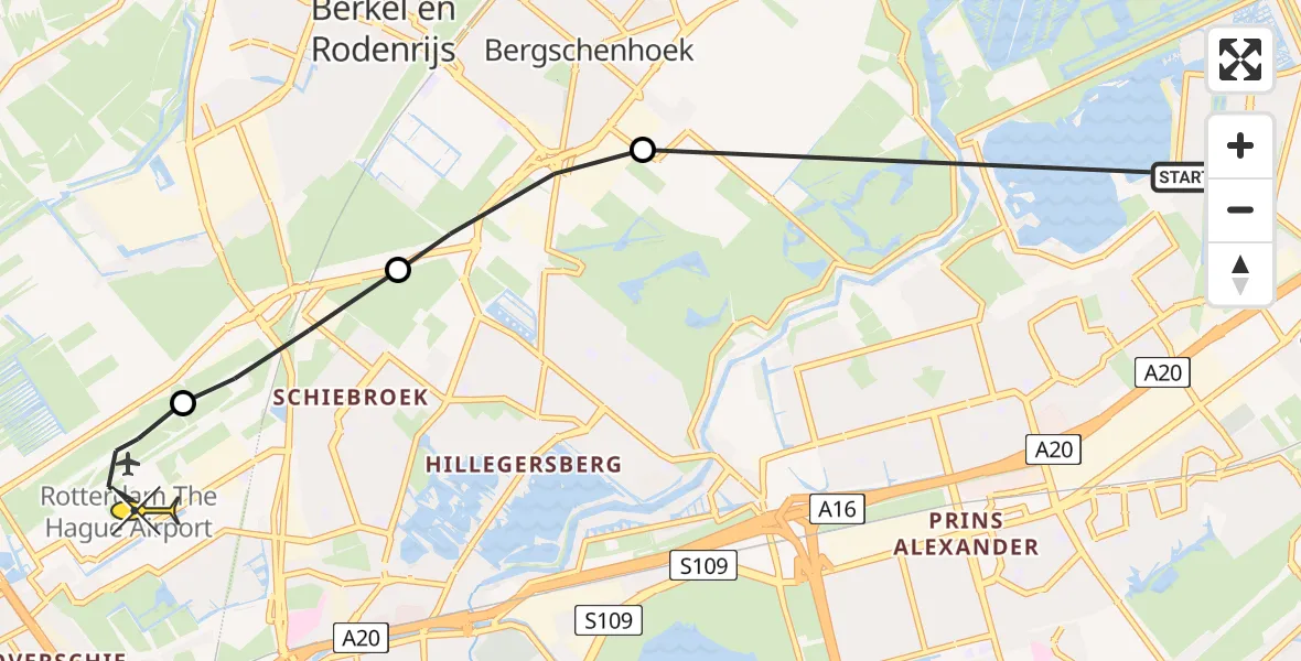 Routekaart van de vlucht: Lifeliner 2 naar Rotterdam The Hague Airport