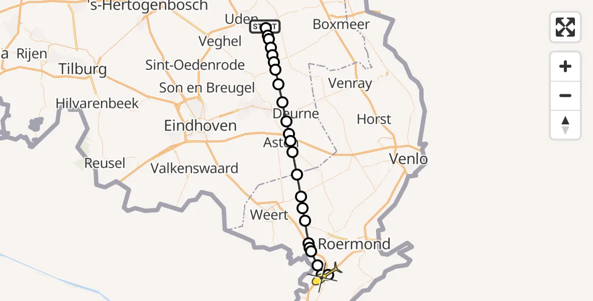 Routekaart van de vlucht: Lifeliner 3 naar Sint Joost