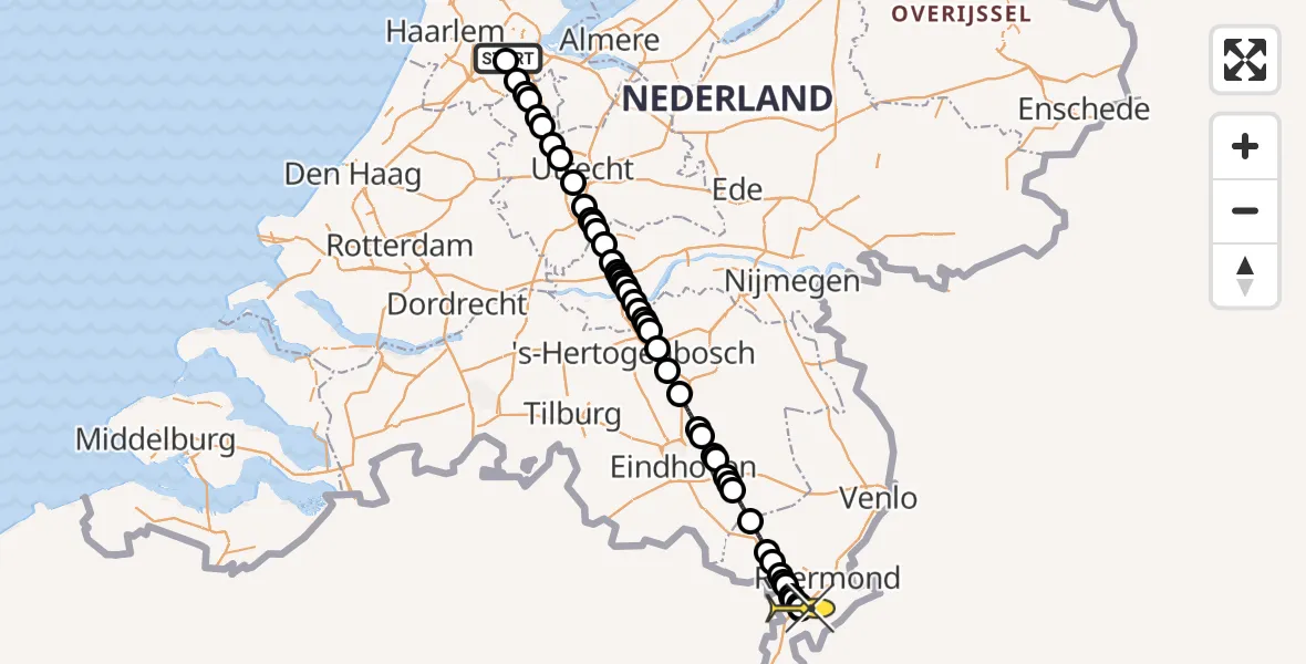 Routekaart van de vlucht: Lifeliner 1 naar Sint Joost