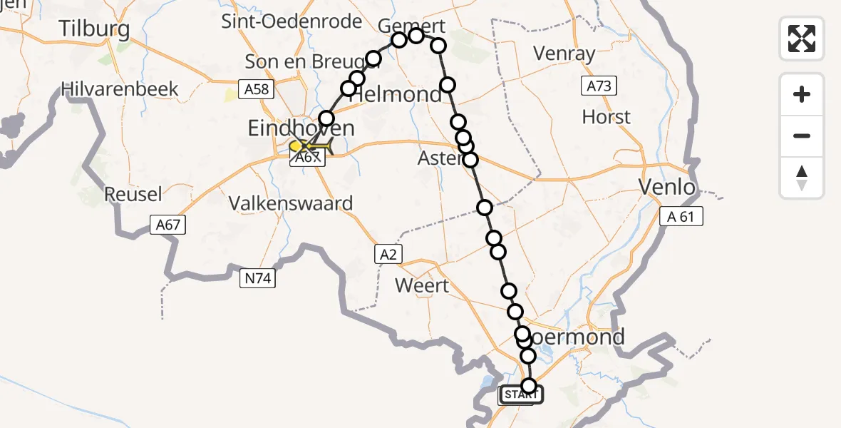 Routekaart van de vlucht: Lifeliner 3 naar Eindhoven