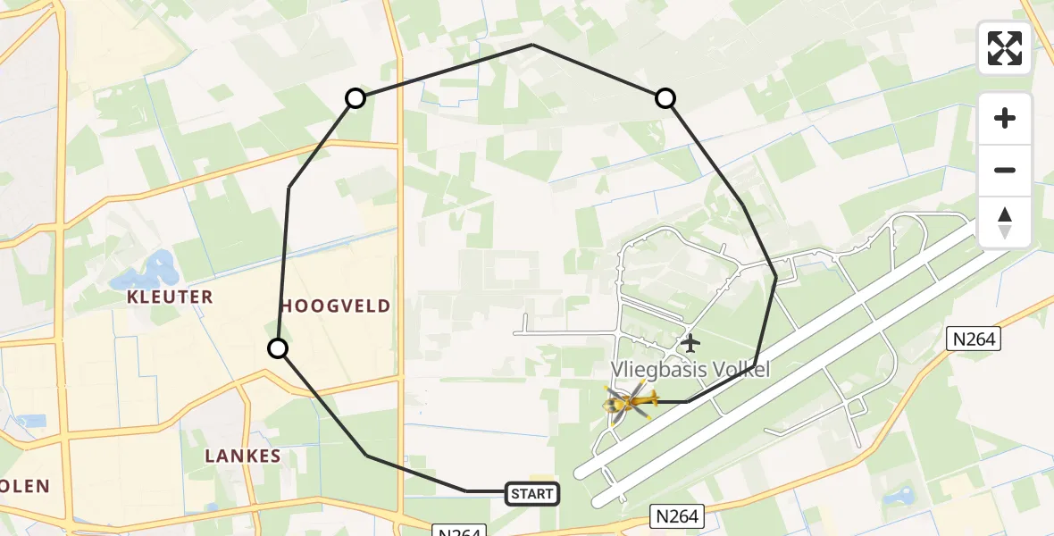 Vluchtroute Traumahelikopter Vliegbasis Volkel - Vliegbasis Volkel, 16 oktober 2022, 00:29