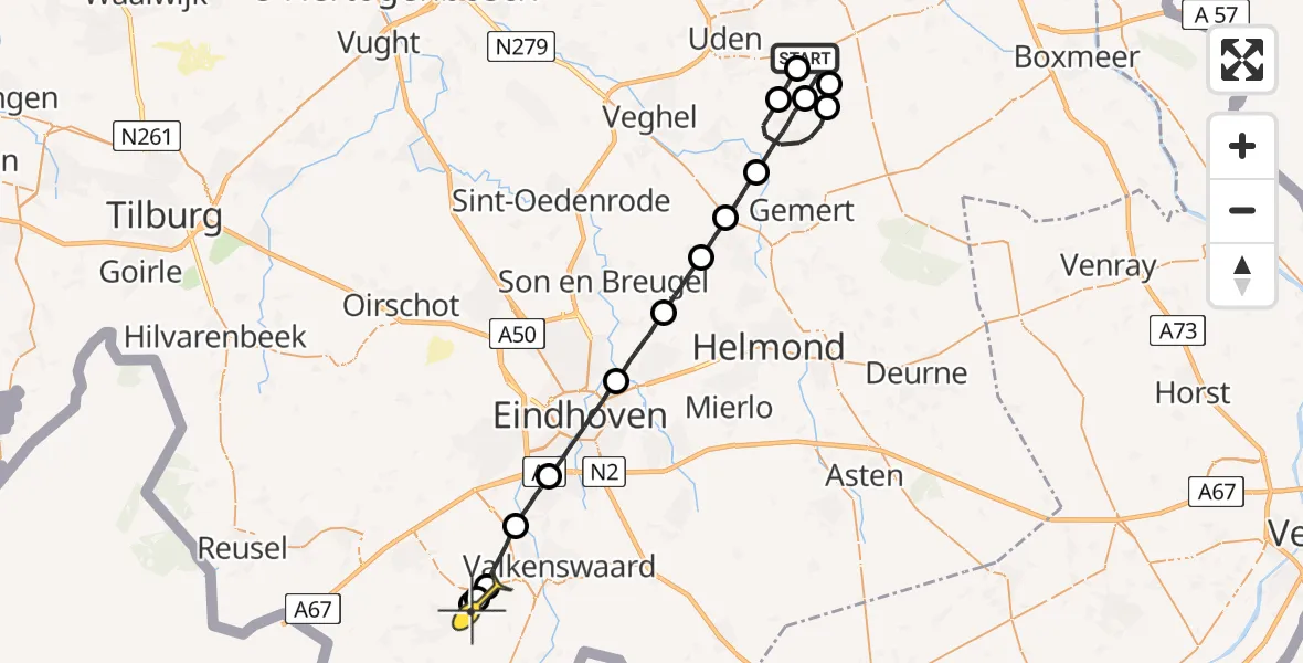 Routekaart van de vlucht: Lifeliner 3 naar Westerhoven