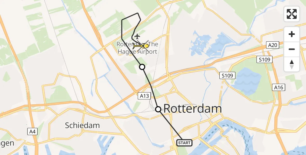 Routekaart van de vlucht: Lifeliner 2 naar Rotterdam The Hague Airport