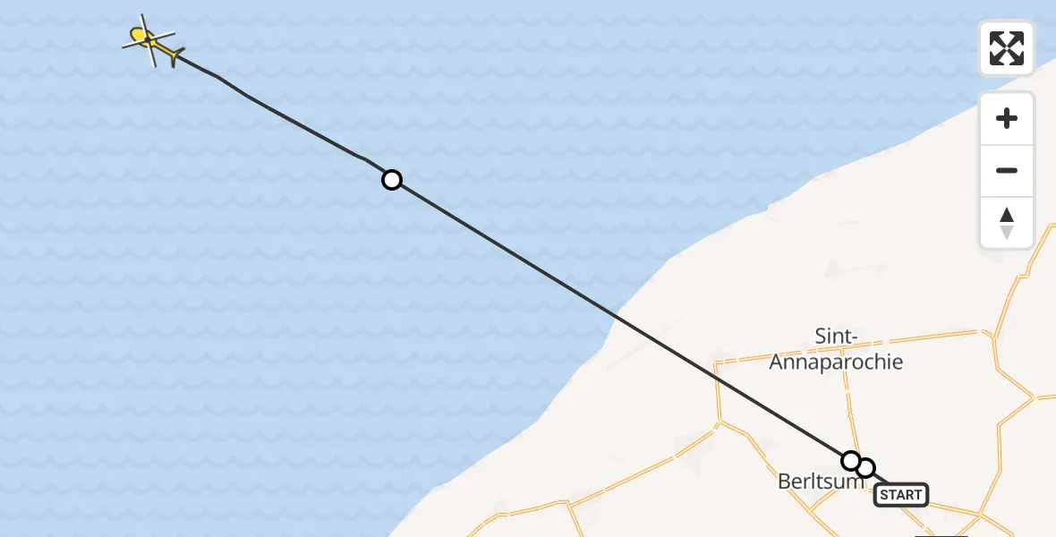 Routekaart van de vlucht: Ambulanceheli naar Formerum