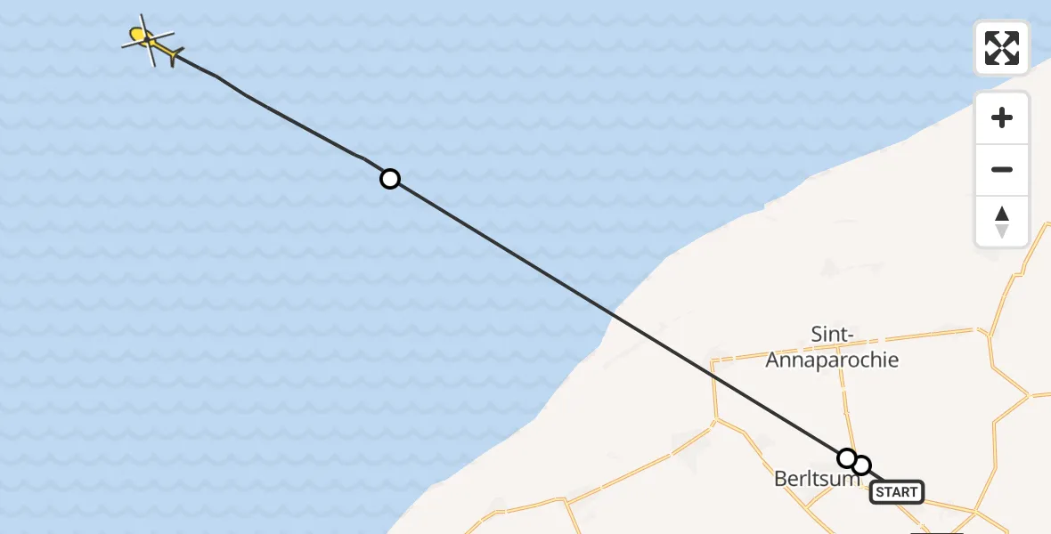 Routekaart van de vlucht: Ambulancehelikopter naar Formerum