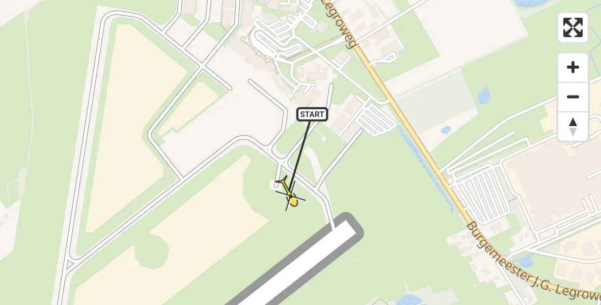 Routekaart van de vlucht: Traumahelikopter naar Groningen Airport Eelde