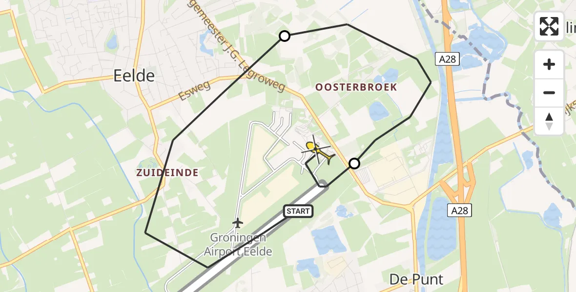 Routekaart van de vlucht: Lifeliner 4 naar Groningen Airport Eelde