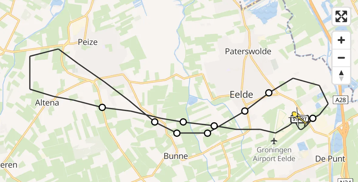 Routekaart van de vlucht: Lifeliner 4 naar Groningen Airport Eelde
