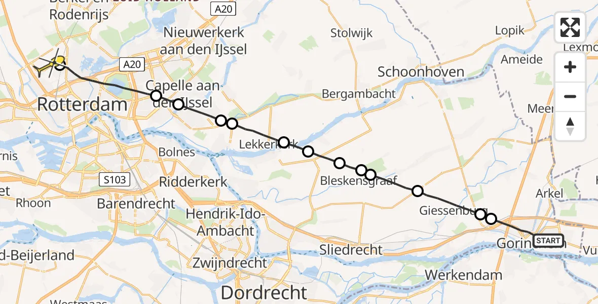 Routekaart van de vlucht: Lifeliner 2 naar Rotterdam The Hague Airport