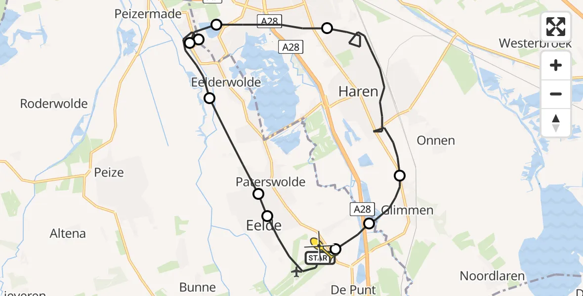 Routekaart van de vlucht: Lifeliner 4 naar Groningen Airport Eelde