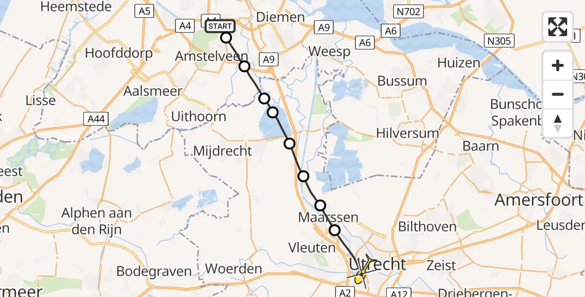 Routekaart van de vlucht: Lifeliner 1 naar Utrecht