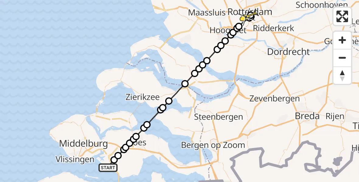 Routekaart van de vlucht: Lifeliner 2 naar Erasmus MC