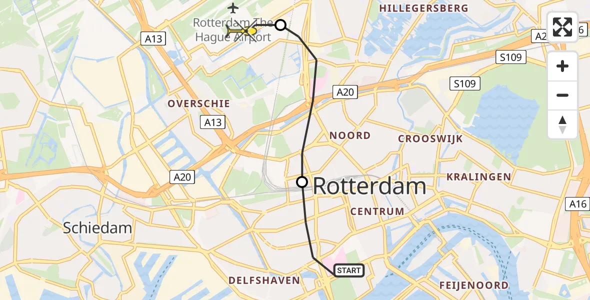 Routekaart van de vlucht: Lifeliner 2 naar Rotterdam The Hague Airport