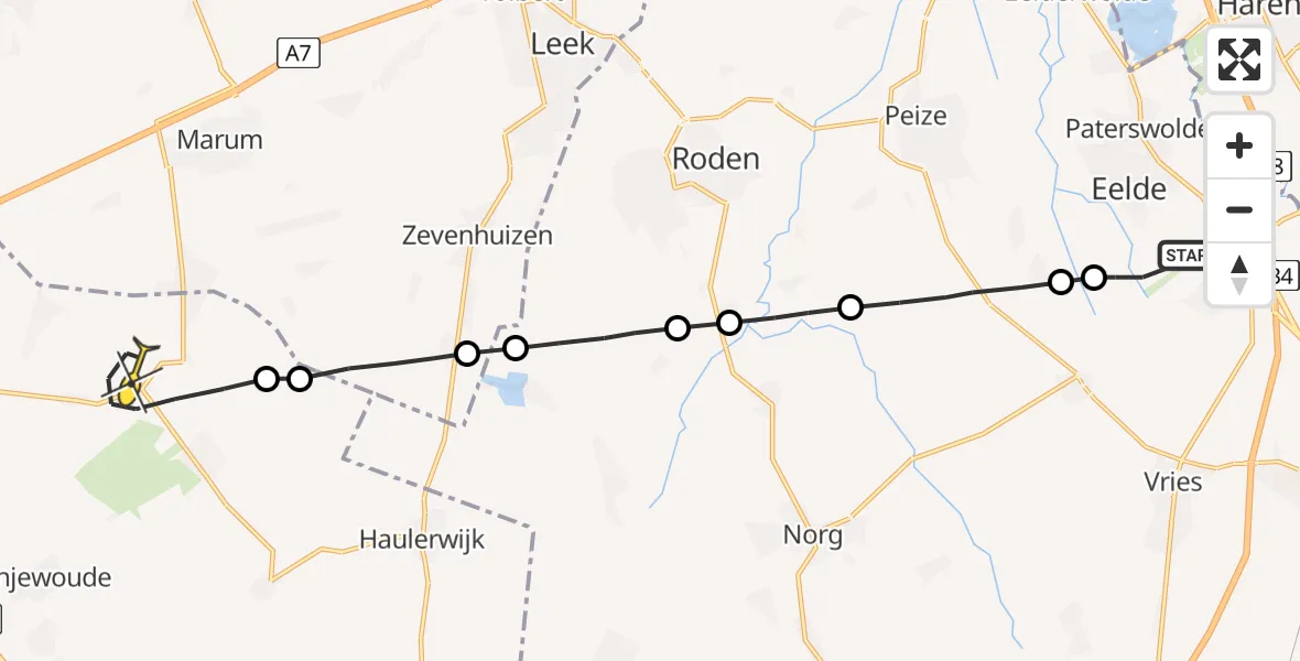 Routekaart van de vlucht: Lifeliner 4 naar Siegerswoude