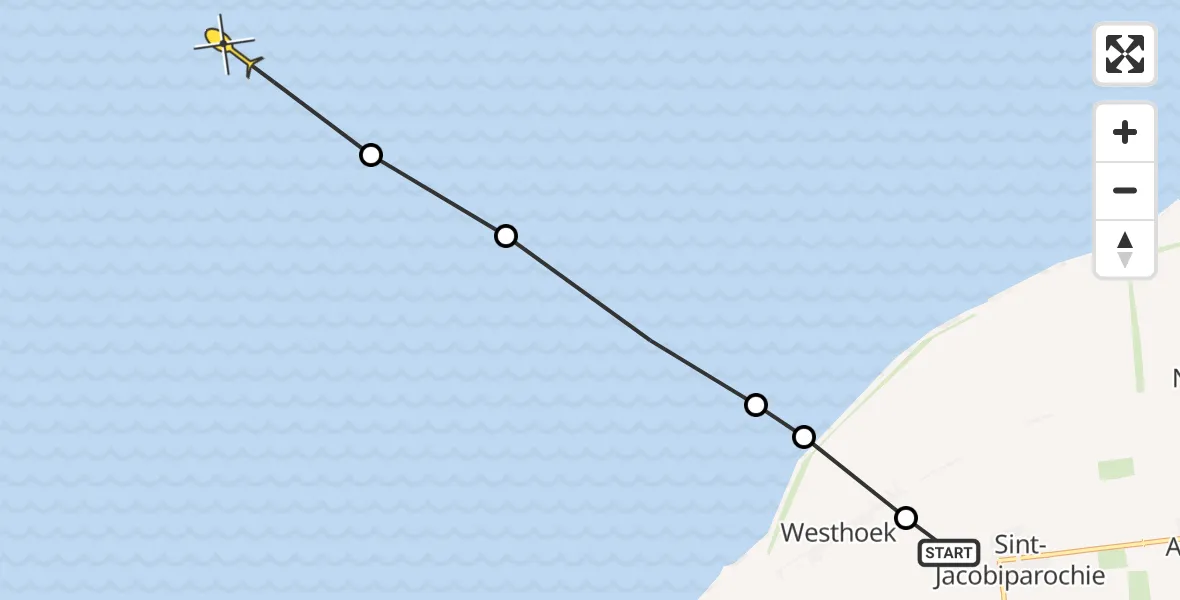 Routekaart van de vlucht: Ambulanceheli naar Oosterend