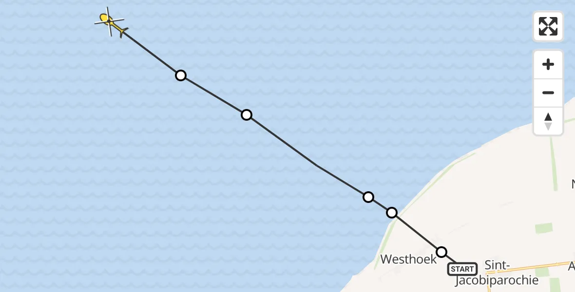 Routekaart van de vlucht: Ambulancehelikopter naar Oosterend