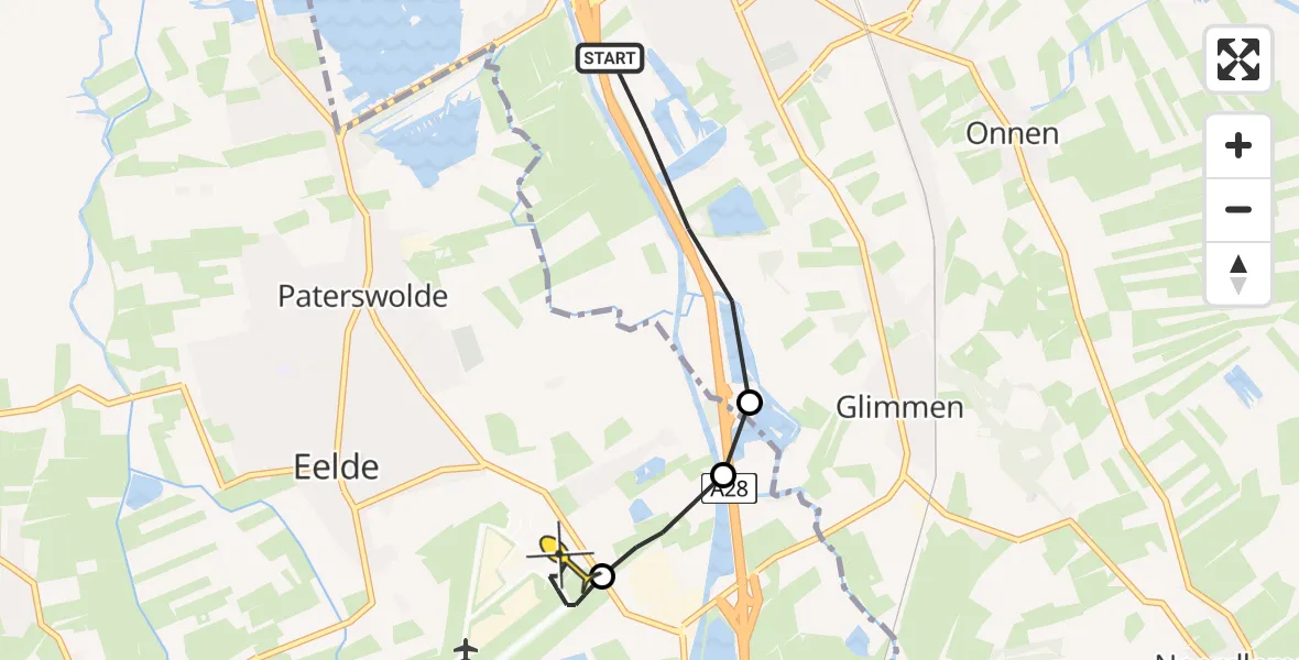 Routekaart van de vlucht: Lifeliner 4 naar Groningen Airport Eelde