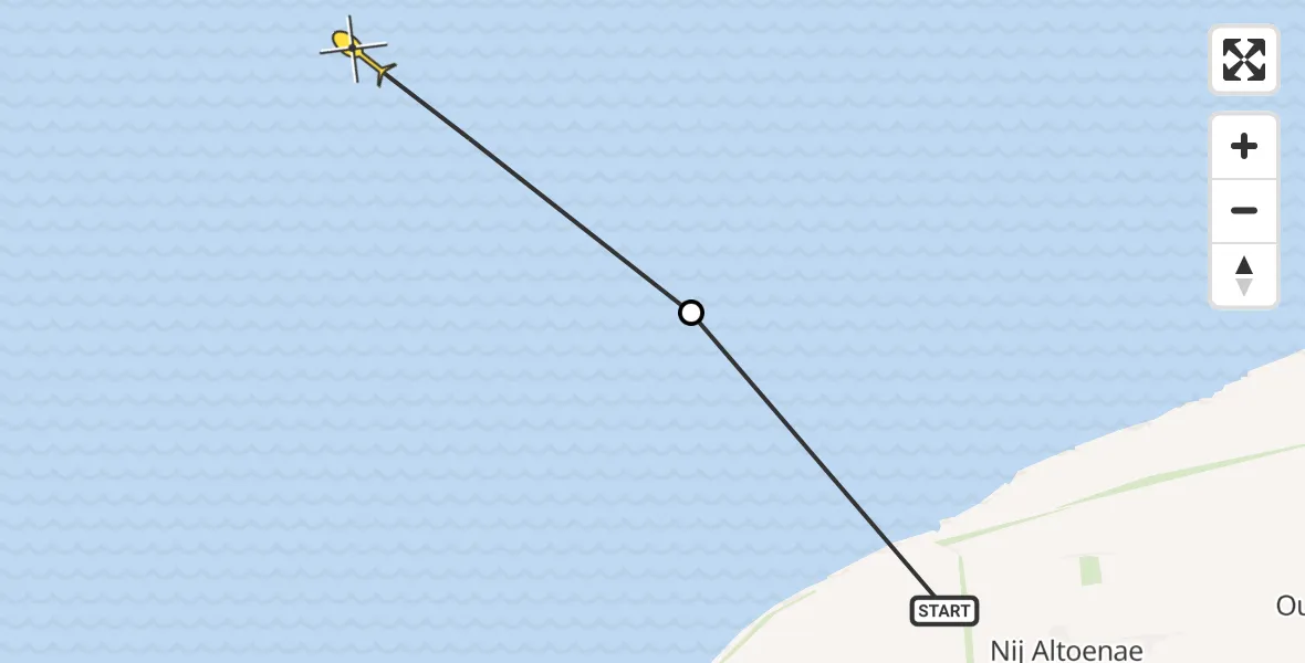 Routekaart van de vlucht: Ambulancehelikopter naar Oosterend