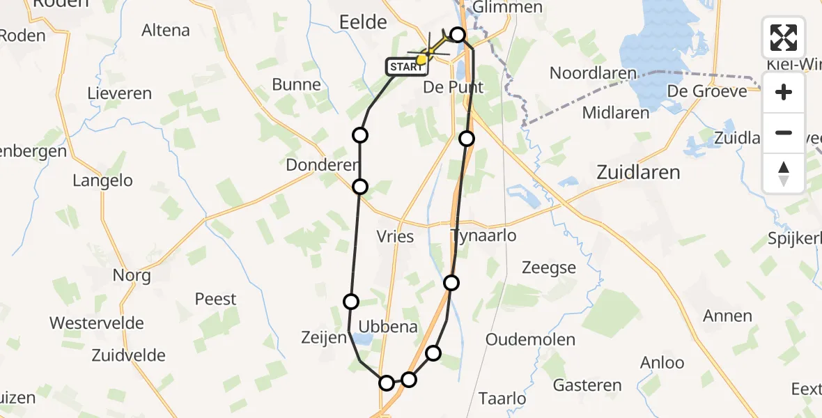 Routekaart van de vlucht: Lifeliner 4 naar Groningen Airport Eelde
