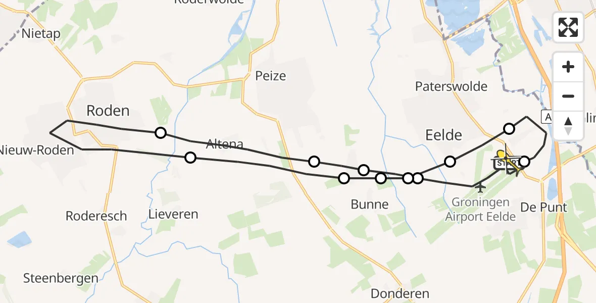 Routekaart van de vlucht: Lifeliner 4 naar Groningen Airport Eelde