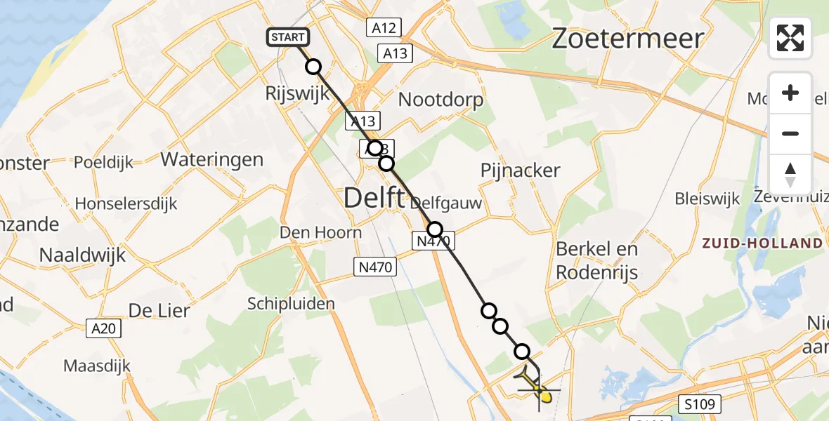 Routekaart van de vlucht: Lifeliner 2 naar Rotterdam The Hague Airport