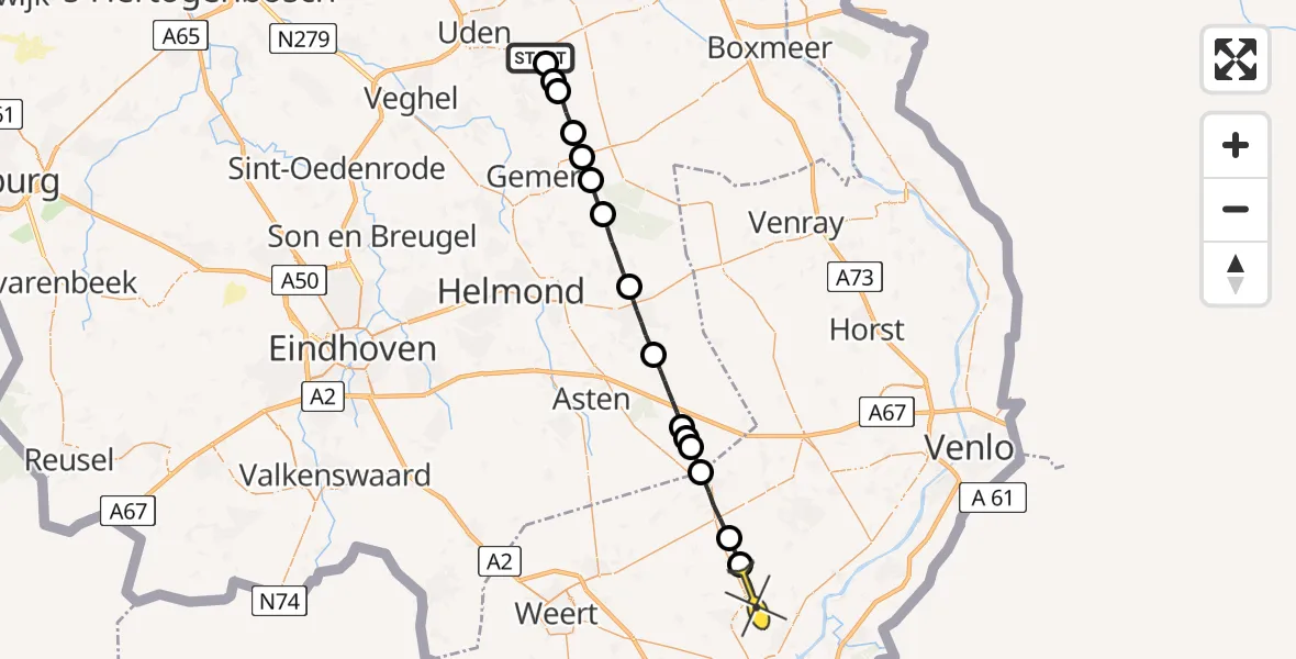 Routekaart van de vlucht: Lifeliner 3 naar Roggel