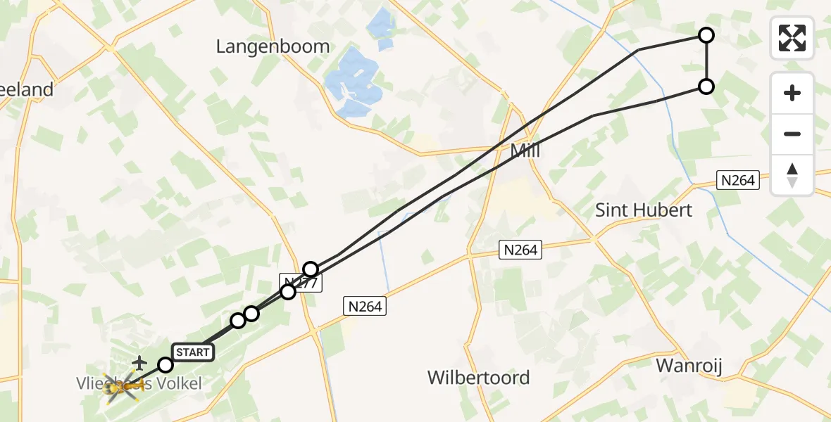 Vluchtroute Traumahelikopter Vliegbasis Volkel - Vliegbasis Volkel, 17 oktober 2022, 11:03
