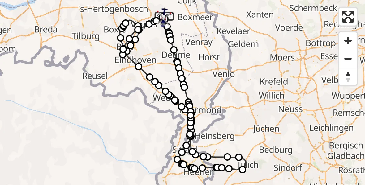 Vluchtroute Politiehelikopter Vliegbasis Volkel - Vliegbasis Volkel, 17 oktober 2022, 13:39