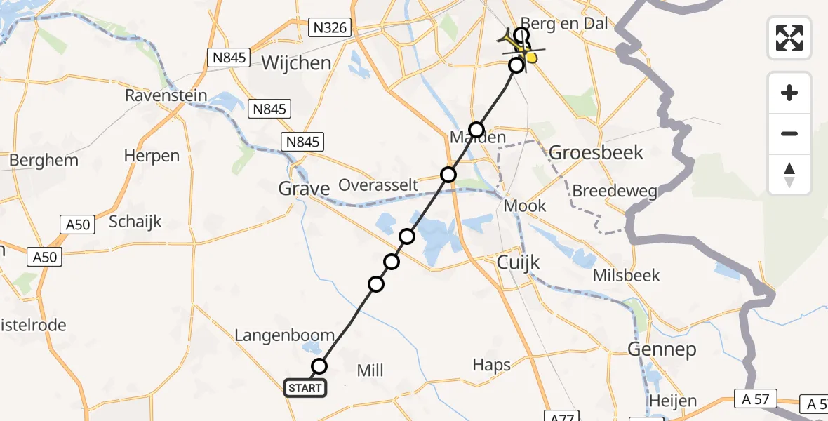 Routekaart van de vlucht: Lifeliner 3 naar Nijmegen