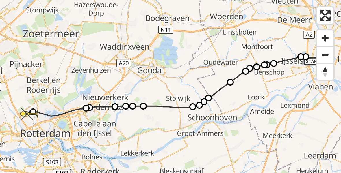 Routekaart van de vlucht: Lifeliner 2 naar Rotterdam The Hague Airport