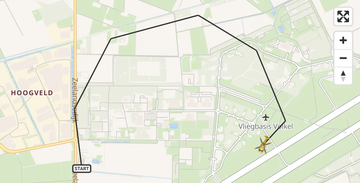 Vluchtroute Traumahelikopter Vliegbasis Volkel - Vliegbasis Volkel, 17 oktober 2022, 18:30