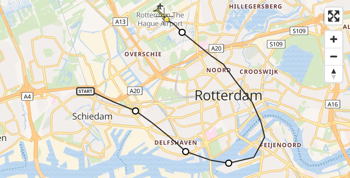 Routekaart van de vlucht: Lifeliner 2 naar Rotterdam The Hague Airport