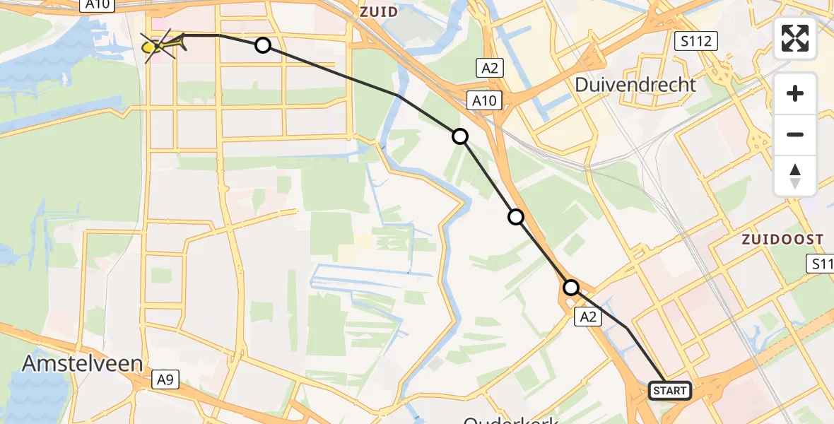 Routekaart van de vlucht: Lifeliner 1 naar VU Medisch Centrum Amsterdam