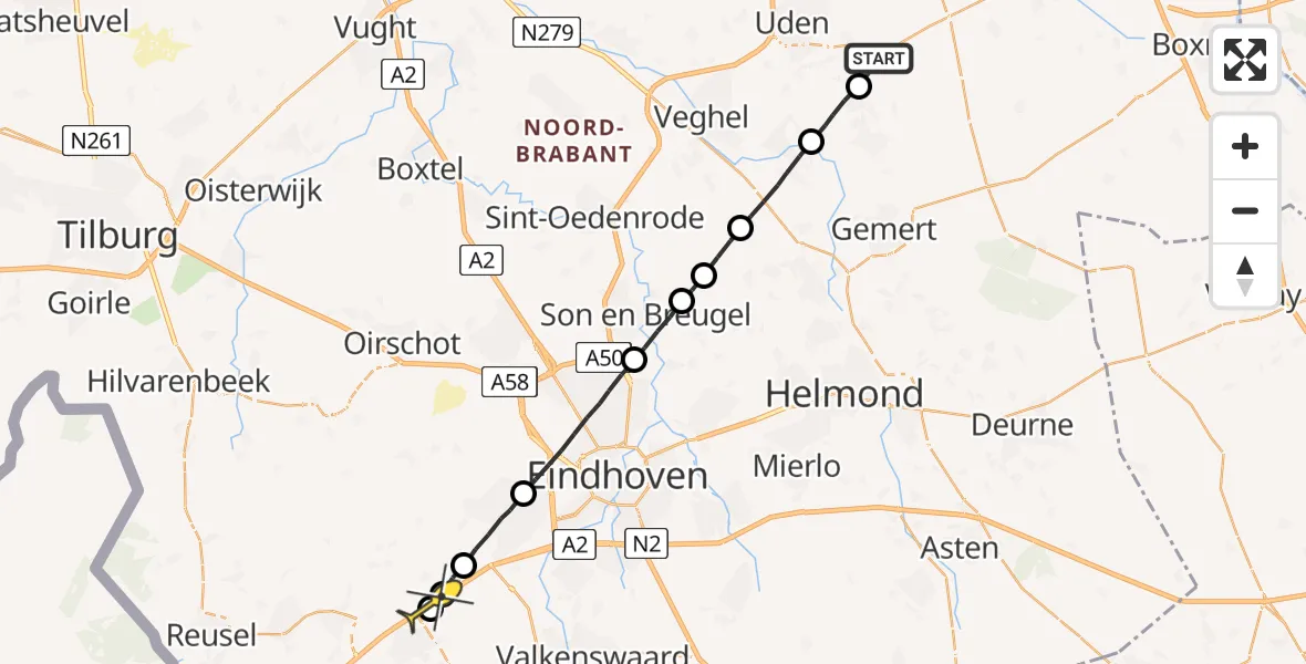 Routekaart van de vlucht: Lifeliner 3 naar Eersel