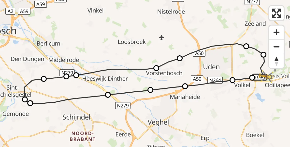 Vluchtroute Traumahelikopter Vliegbasis Volkel - Vliegbasis Volkel, 18 oktober 2022, 13:13