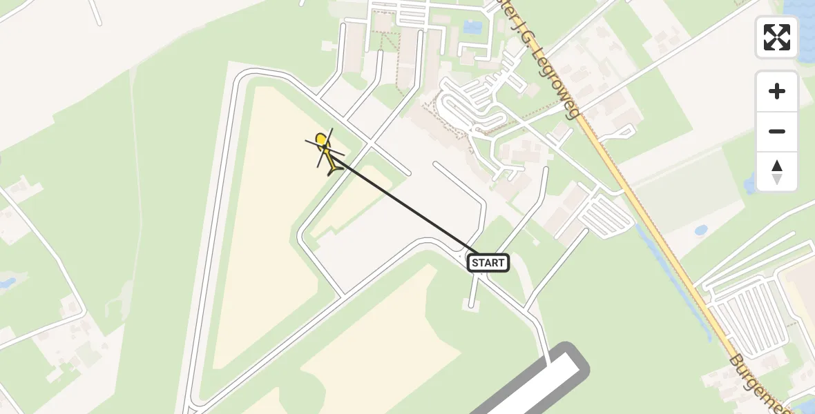 Routekaart van de vlucht: Traumahelikopter naar Groningen Airport Eelde