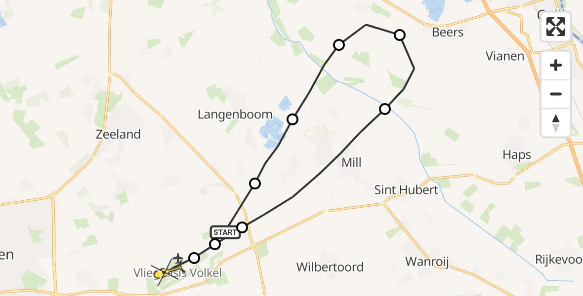 Routekaart van de vlucht: Lifeliner 3 naar Vliegbasis Volkel