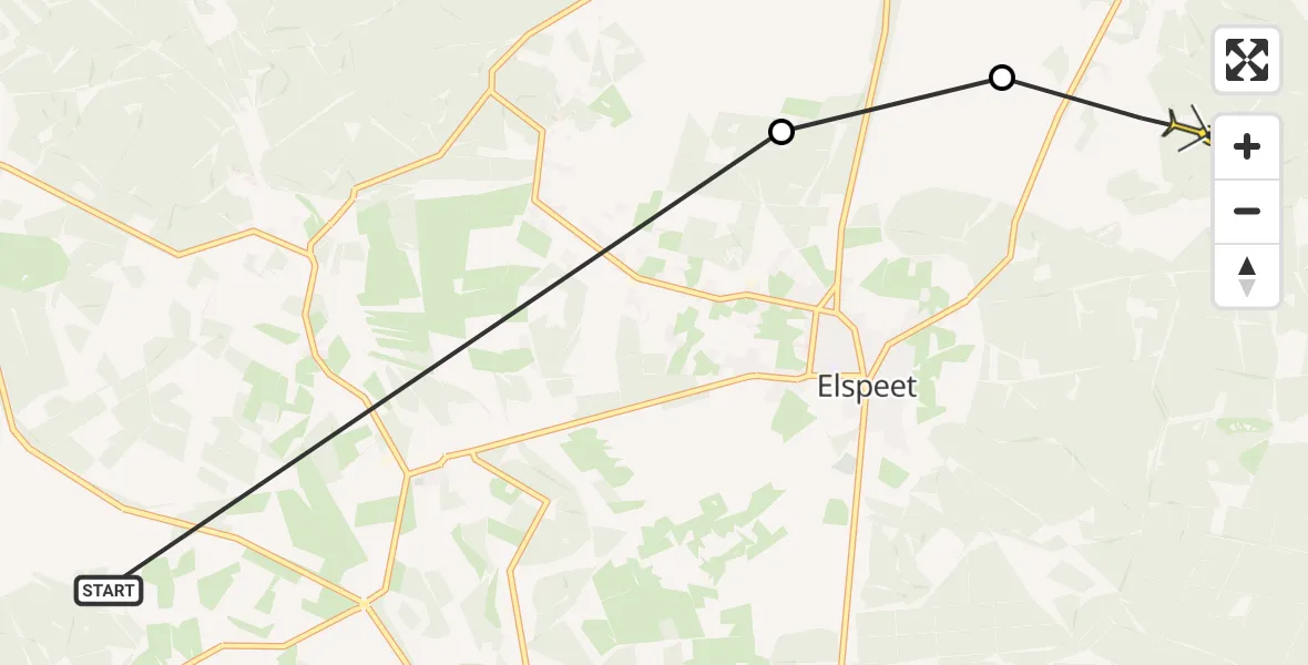 Routekaart van de vlucht: Politiehelikopter naar Vierhouten