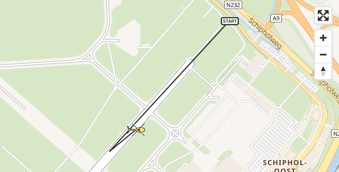 Vluchtroute Politiehelikopter van Schiphol naar Schiphol