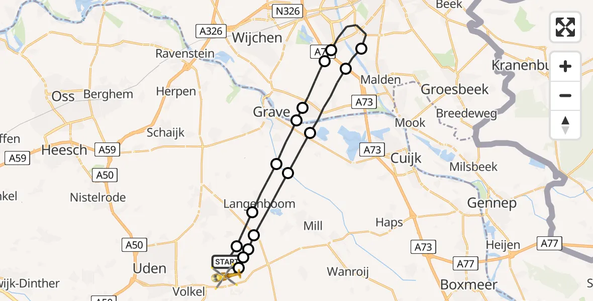Vluchtroute Traumahelikopter Vliegbasis Volkel - Vliegbasis Volkel, 18 oktober 2022, 17:20