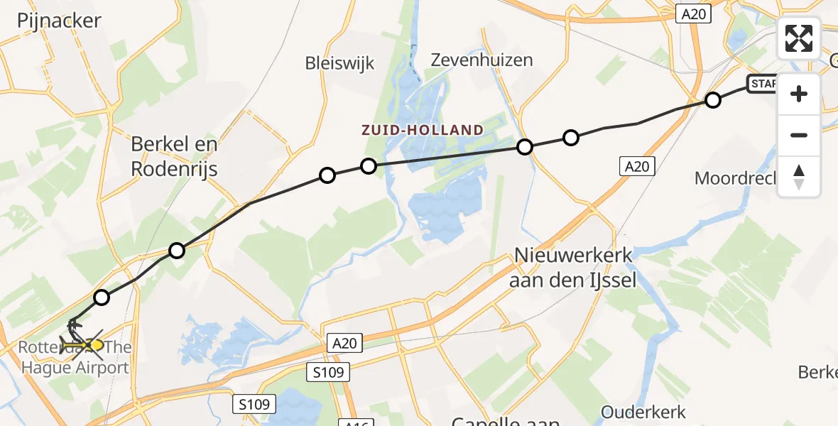 Routekaart van de vlucht: Lifeliner 2 naar Rotterdam The Hague Airport