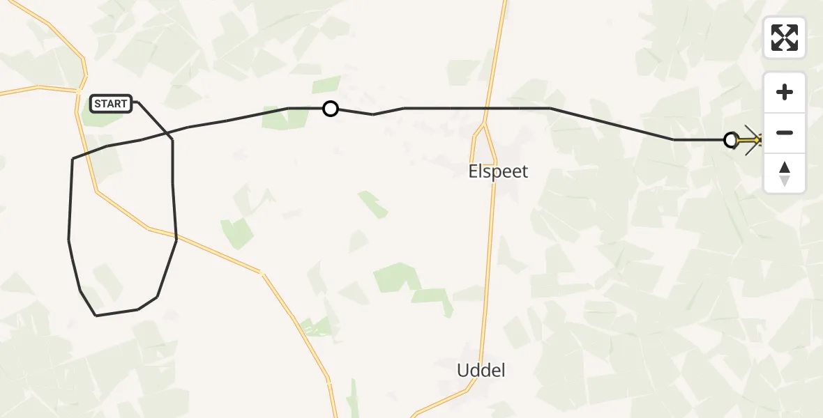 Routekaart van de vlucht: Politiehelikopter naar Vaassen