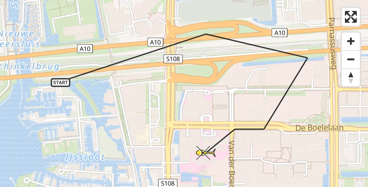 Routekaart van de vlucht: Lifeliner 1 naar VU Medisch Centrum Amsterdam