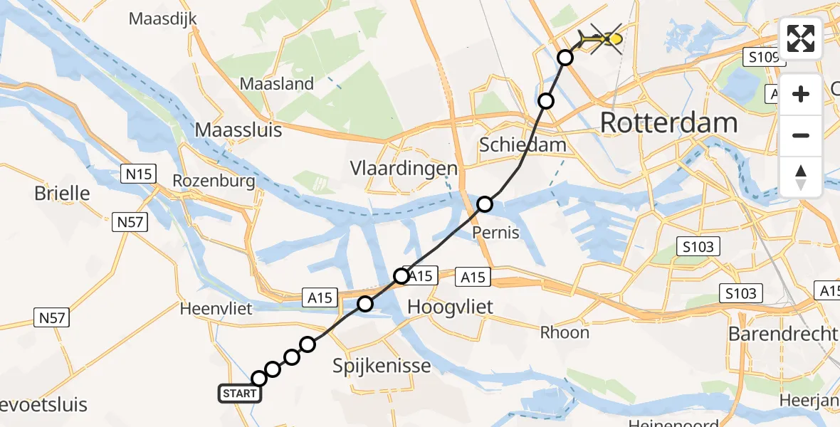 Routekaart van de vlucht: Lifeliner 2 naar Rotterdam The Hague Airport