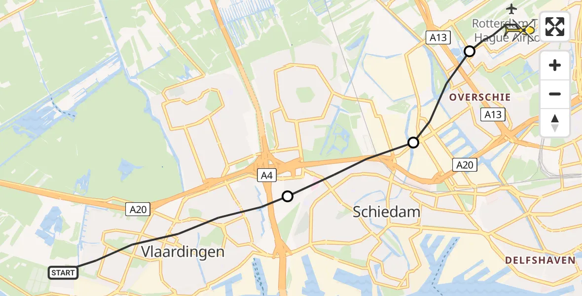 Routekaart van de vlucht: Lifeliner 2 naar Rotterdam The Hague Airport