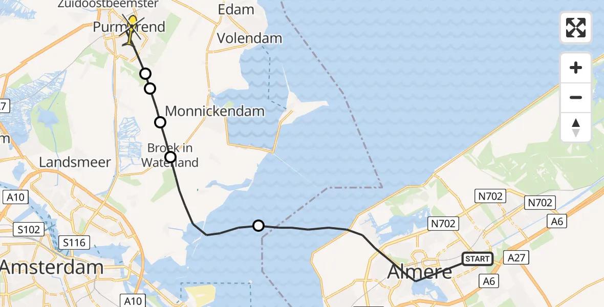Routekaart van de vlucht: Lifeliner 1 naar Purmerend
