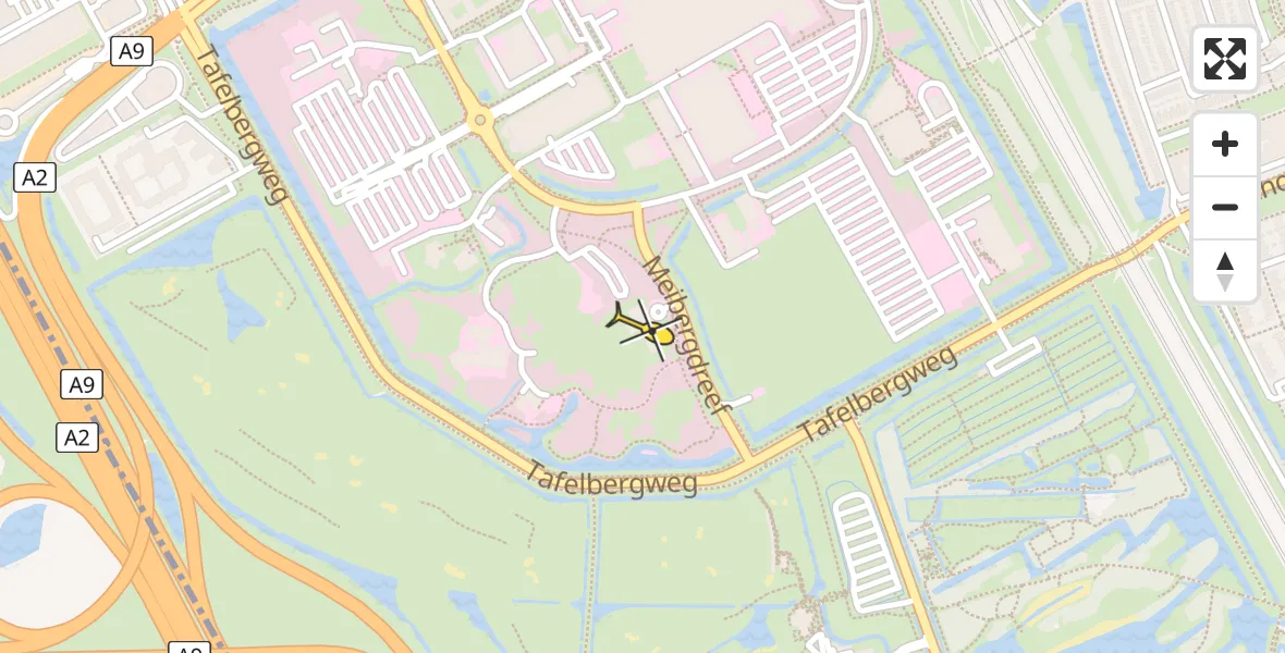 Routekaart van de vlucht: Lifeliner 1 naar Academisch Medisch Centrum (AMC)