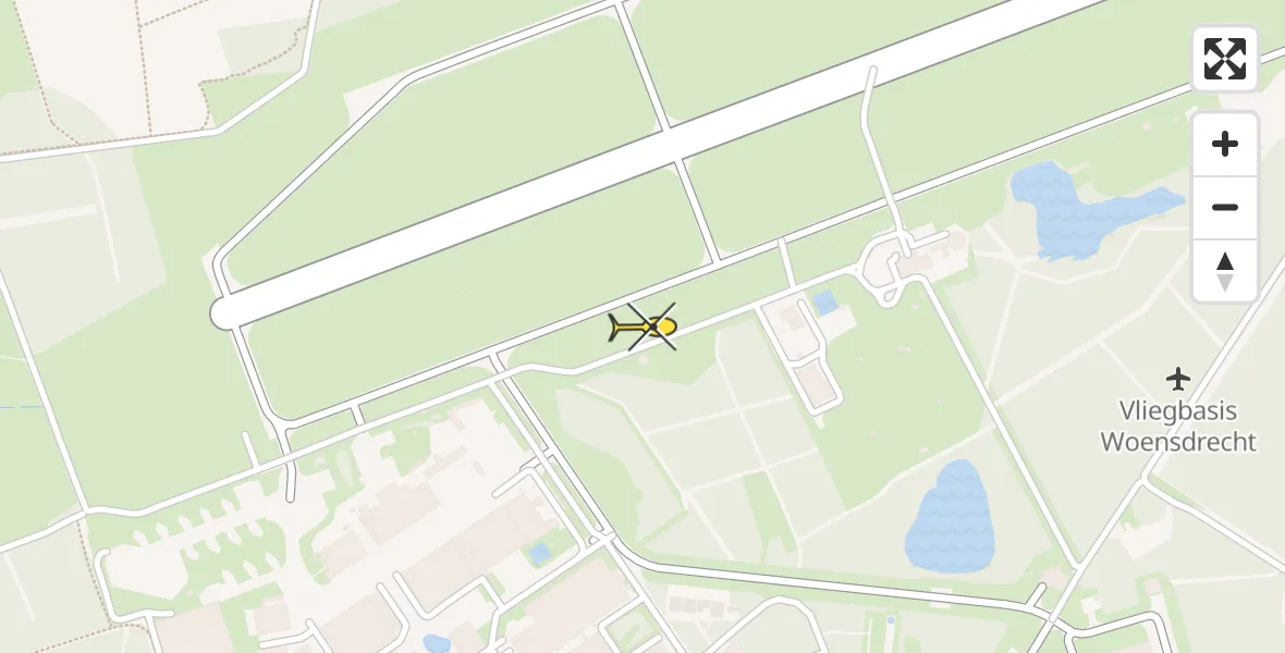 Routekaart van de vlucht: Politiehelikopter naar Vliegbasis Woensdrecht