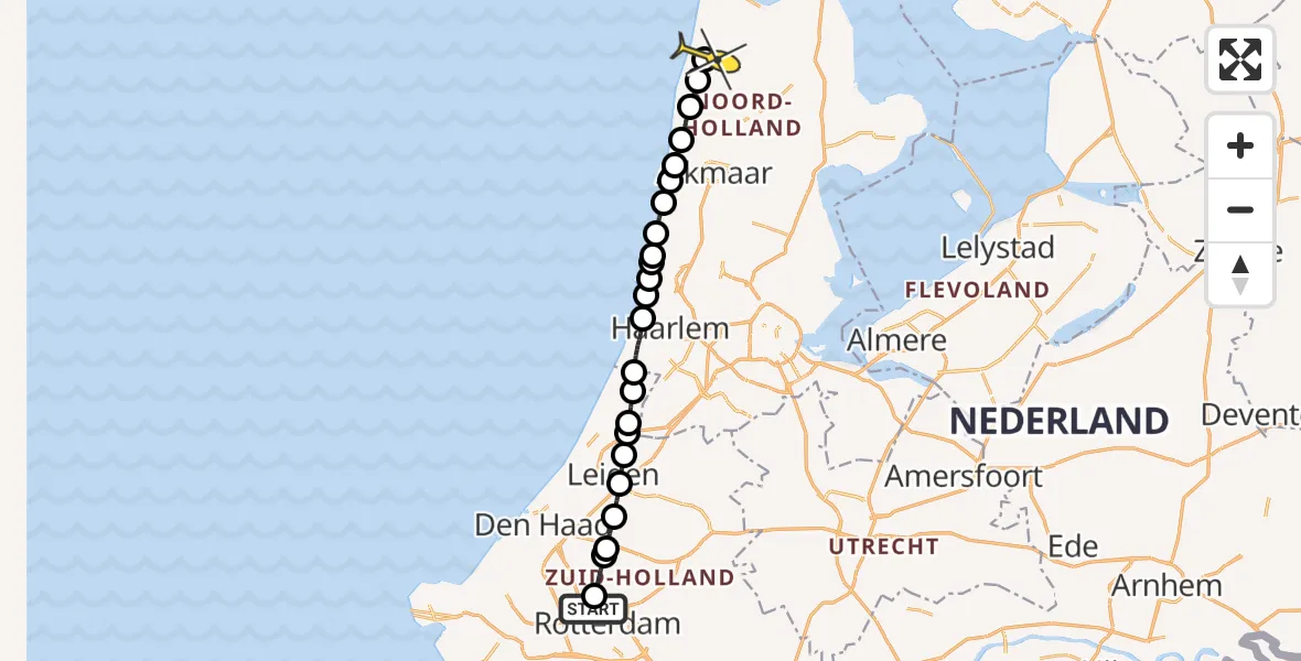 Routekaart van de vlucht: Lifeliner 2 naar Schagerbrug