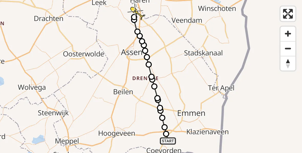 Routekaart van de vlucht: Lifeliner 4 naar Groningen Airport Eelde